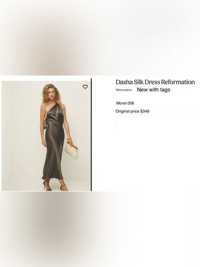 Reformation One-Shoulder Silk Slip Dress in Morel (Deep Taupe)